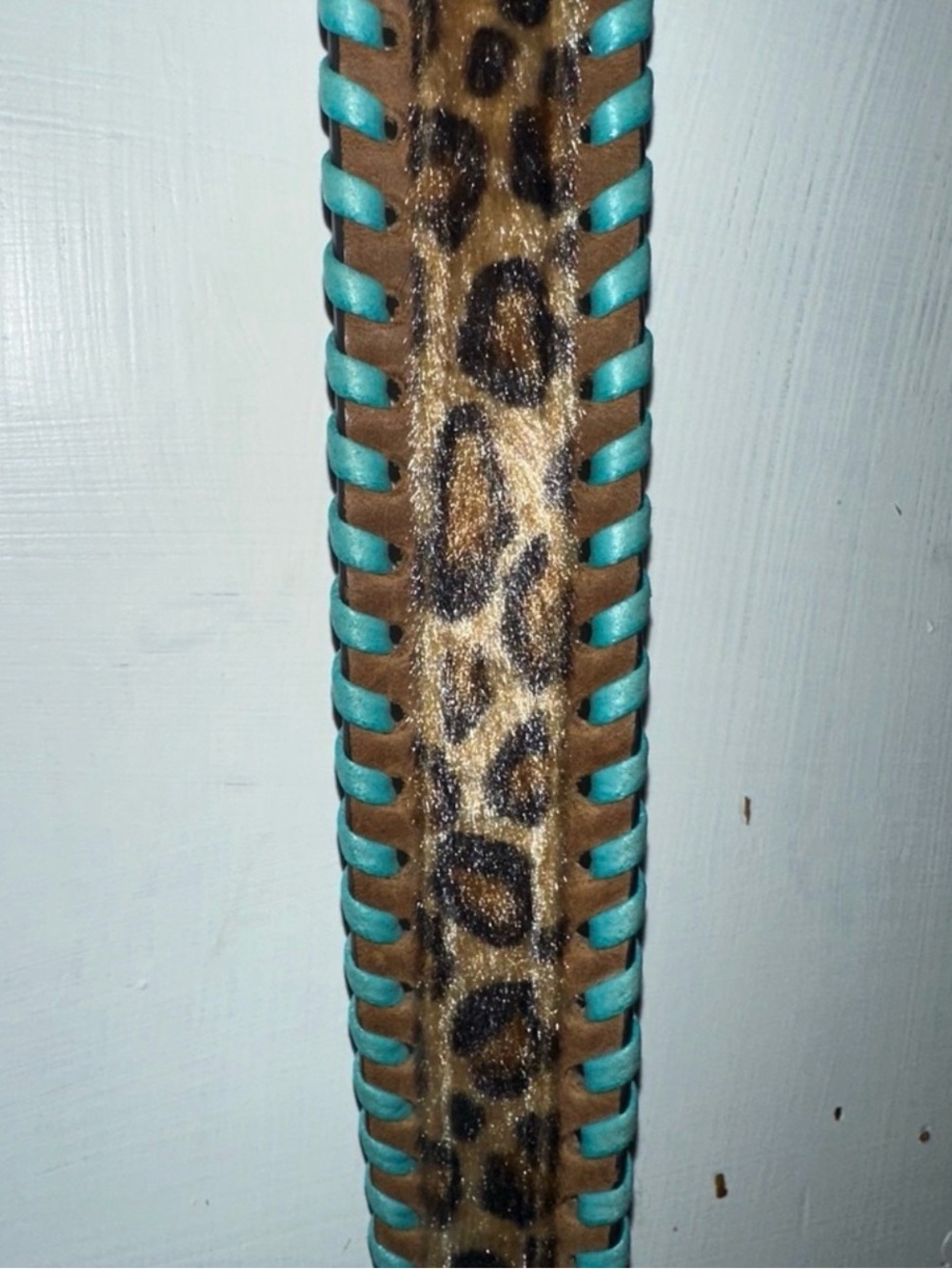 Ariat Leopard HOH Leather Belt with Turquoise Whip Stitch S: Small Length: 35.5" - Picture 9 of 9